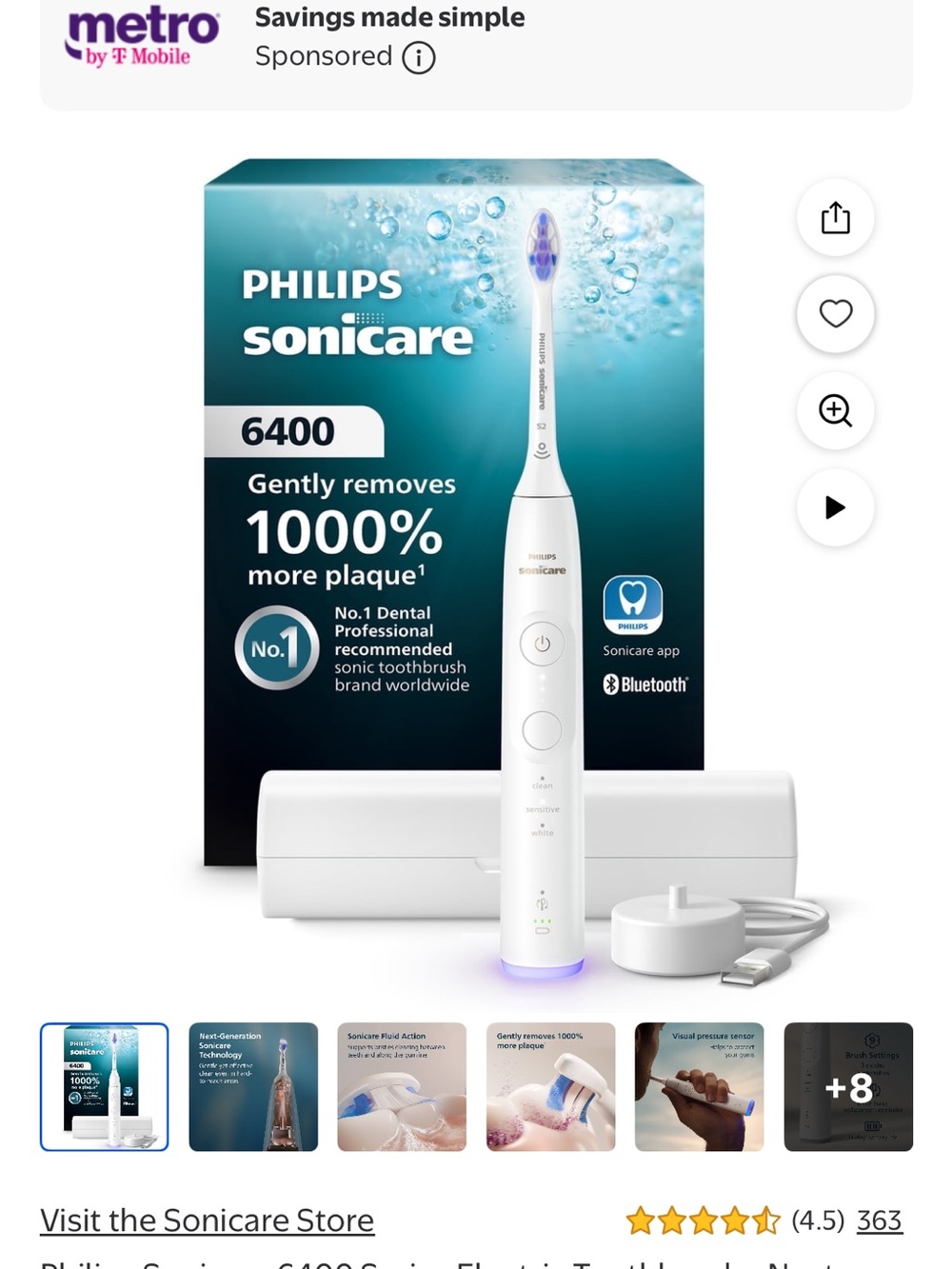 Philips Sonicare 6400 Electric Toothbrush - White